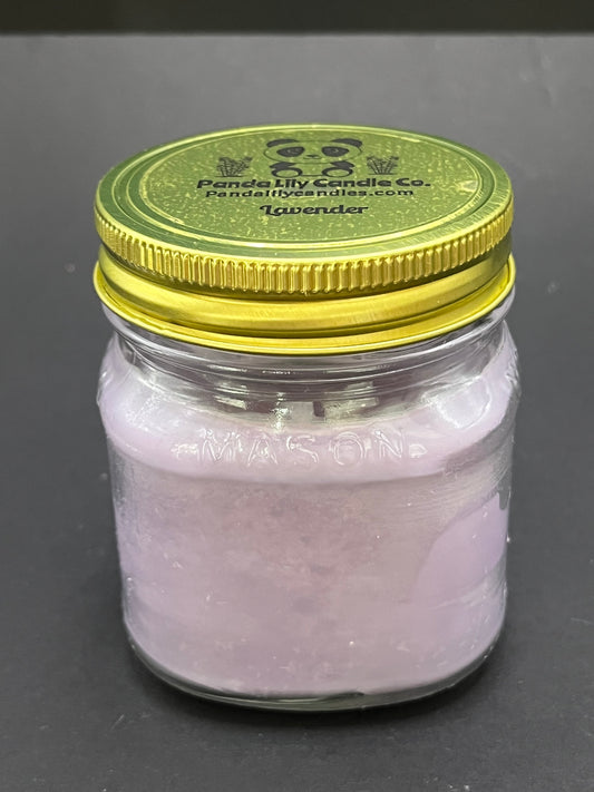 Lavender (Soy Wax) 8oz Mason Jar Candle - Panda Lily Candle Company
