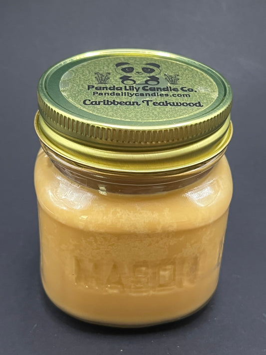 Caribbean Teakwood (Soy Wax) 8oz Candle - Panda Lily Candle Company