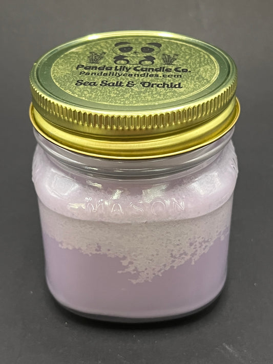 Sea Salt & Orchid (Soy Wax) 8oz Mason Jar Candle - Panda Lily Candle Company