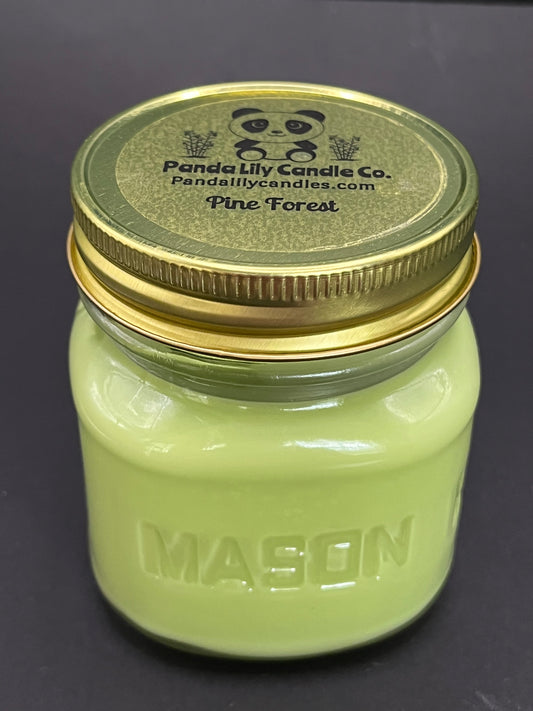Pine Forest (Soy Wax) 8oz Mason Jar Candle - Panda Lily Candle Company