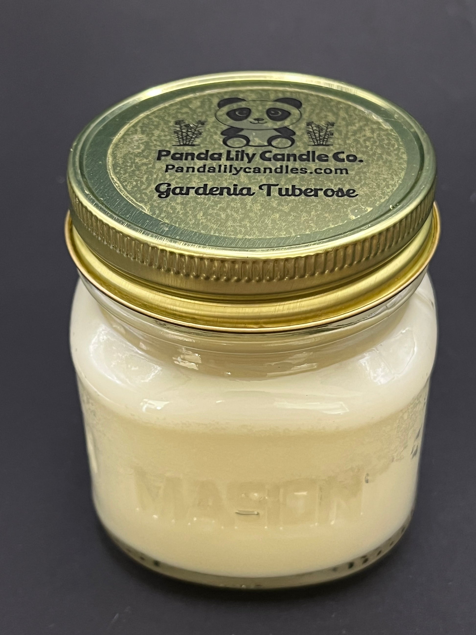 Gardenia Tuberose(Soy Wax) 8oz Mason Jar Candle - Panda Lily Candle Company
