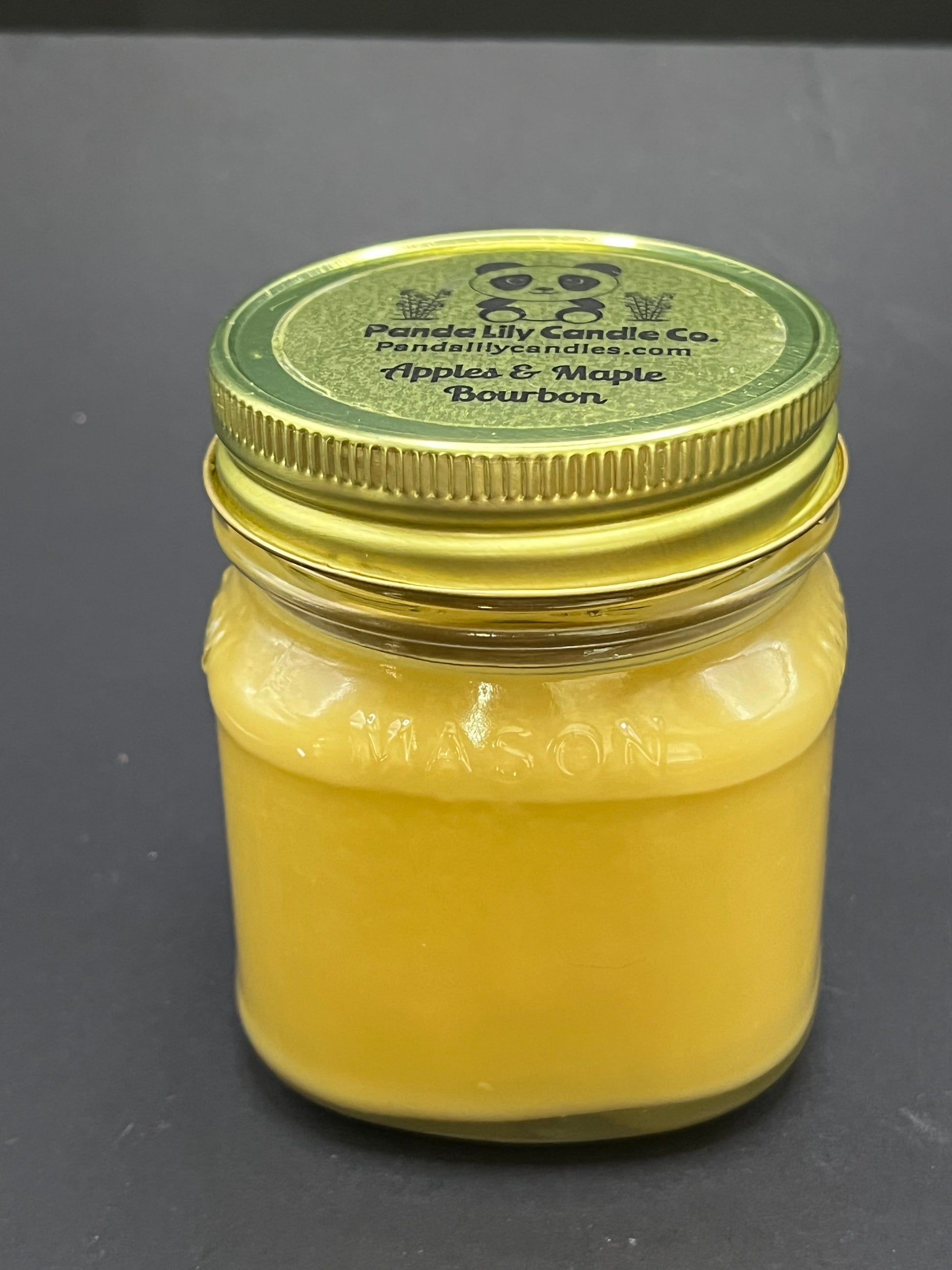Apples & Maple Bourbon (Soy Wax) 8oz Mason Jar Candle - Panda Lily Candle Company