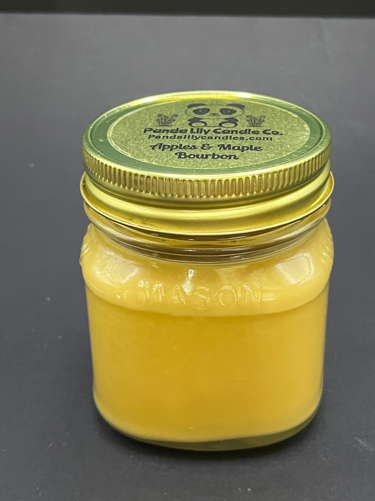 Apples & Maple Bourbon (Soy Wax) 8oz Mason Jar Candle - Panda Lily Candle Company