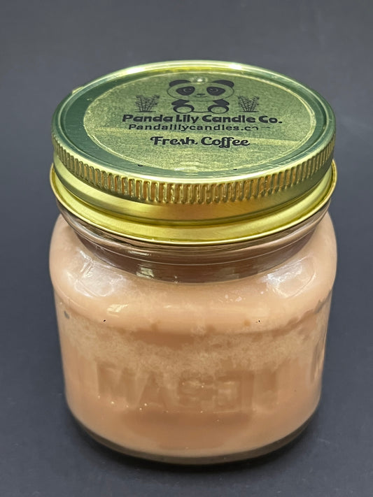 Fresh Coffee (Soy Wax) 8oz Mason Jar Candle - Panda Lily Candle Company