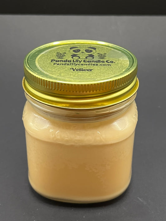 Vetiver (Soy Wax) Candle - 8oz Mason Jar Candle - Panda Lily Candle Company