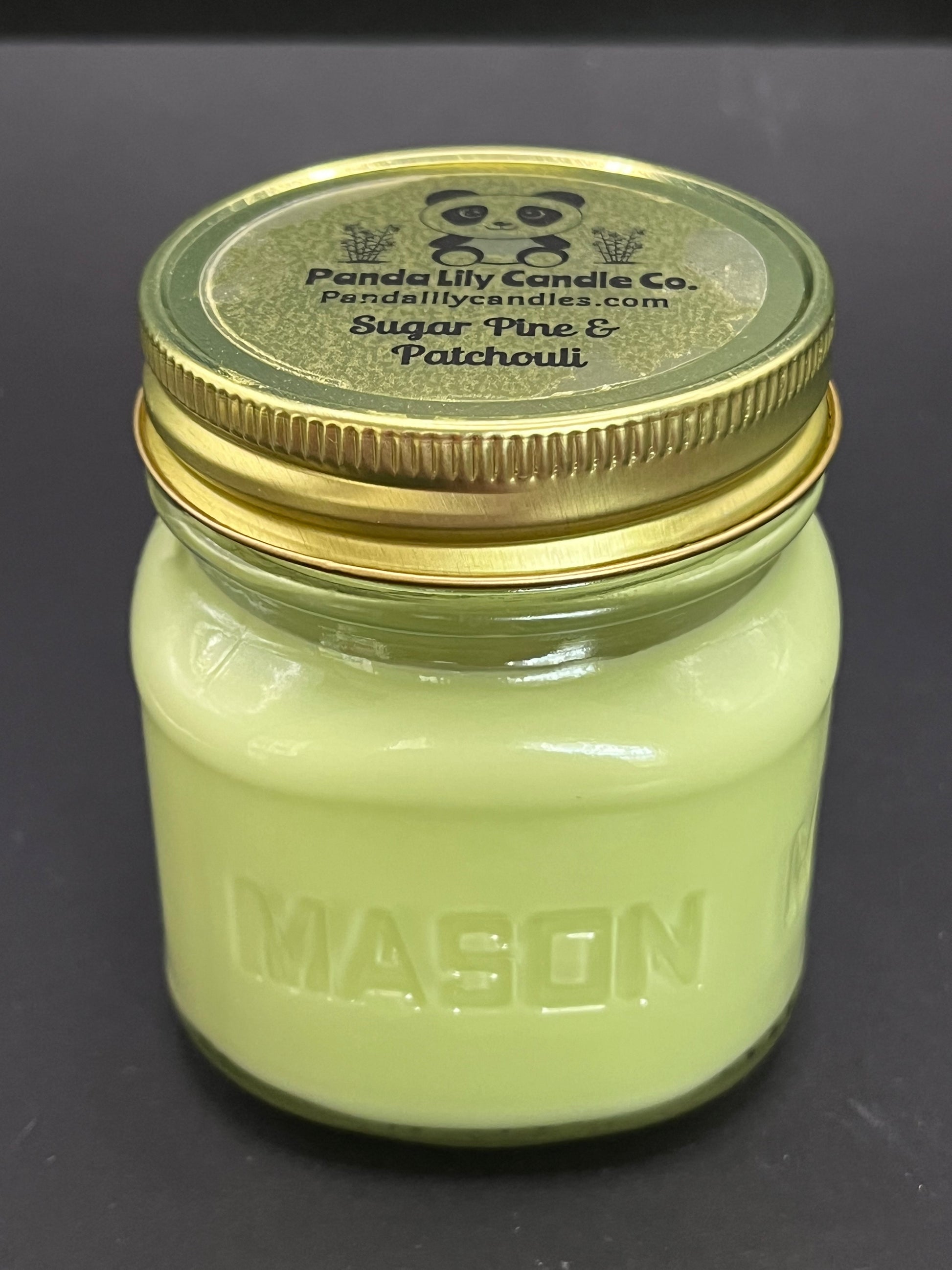 Sugar Pine & Patchouli (Soy Wax) 8oz Mason Jar Candle - Panda Lily Candle Company
