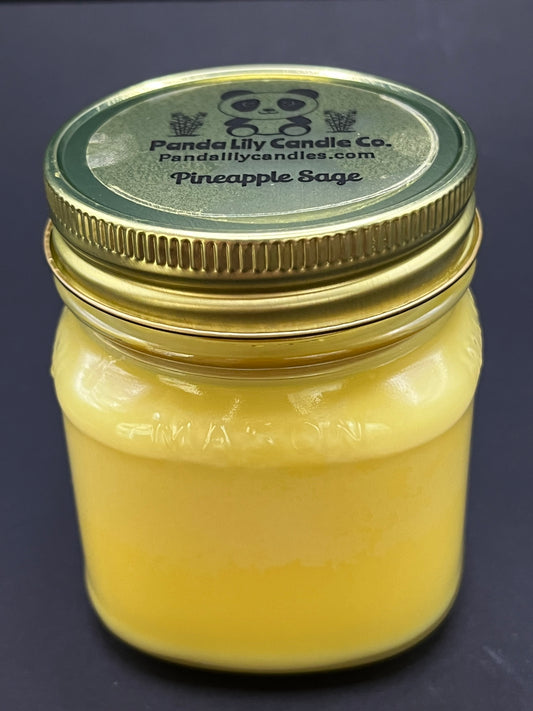 Pineapple Sage (Soy Wax) 8oz Mason Jar Candle - Panda Lily Candle Company